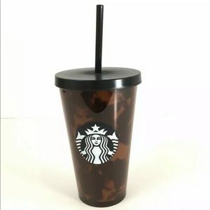 Starbucks Tortoise Shell Tumbler Black Brown 16oz